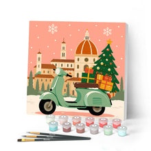 Load image into Gallery viewer, Paint by numbers kit for adults Mini Paint by numbers Christmas in Florence 20x20cm already framed Figured'Art UK