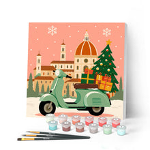 Load image into Gallery viewer, Paint by numbers kit for adults Mini Paint by numbers Christmas in Florence 20x20cm already framed Figured'Art UK