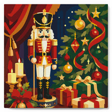 Load image into Gallery viewer, Mini Paint by numbers Christmas Nutcracker 20x20cm already framed
