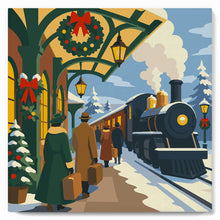 Load image into Gallery viewer, Mini Paint by numbers Holiday Train Escape 20x20cm already framed