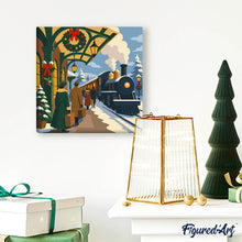 Load image into Gallery viewer, Mini Paint by numbers Holiday Train Escape 20x20cm already framed