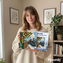 Load image into Gallery viewer, Mini Paint by numbers Holiday Train Escape 20x20cm already framed