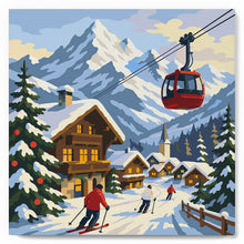 Load image into Gallery viewer, Mini Paint by numbers Alpine Winter Holiday 20x20cm already framed