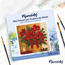 Load image into Gallery viewer, Mini Paint by numbers Christmas Poinsettias 20x20cm already framed