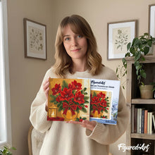 Load image into Gallery viewer, Mini Paint by numbers Christmas Poinsettias 20x20cm already framed