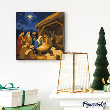 Load image into Gallery viewer, Mini Paint by numbers Christmas Nativity 20x20cm already framed