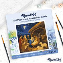 Load image into Gallery viewer, Mini Paint by numbers Christmas Nativity 20x20cm already framed