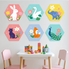 Load image into Gallery viewer, Mini Paint by Numbers Set - Hexagons (6 pieces) - Nursery Animal Set