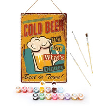 Load image into Gallery viewer, Paint by Numbers Metal Poster - Cold Beer for Dinner Figured'Art
