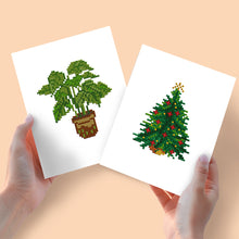 Load image into Gallery viewer, Mini Diamond Painting 15x20cm (2 pieces) - Christmas Tree and Potted Plant