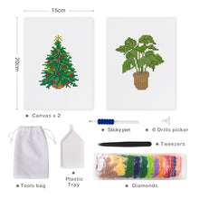 Load image into Gallery viewer, Mini Diamond Painting 15x20cm (2 pieces) - Christmas Tree and Potted Plant