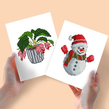Load image into Gallery viewer, Mini Diamond Painting 15x20cm (2 pieces) - Potted Plant and Winter Snowman