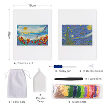 Load image into Gallery viewer, Mini Diamond Painting 15x20cm (2 pieces) - Starry Night and Sun