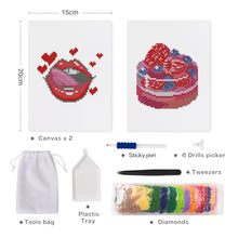 Load image into Gallery viewer, Mini Diamond Painting 15x20cm (2 pieces) - Red Lips and Berry Cake