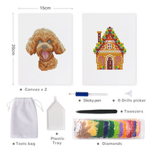 Load image into Gallery viewer, Mini Diamond Painting 15x20cm (2 pieces) - Puppy and Cottage Dreams