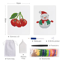 Load image into Gallery viewer, Mini Diamond Painting 15x20cm (2 pieces) - Cherries and Snowman