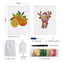 Load image into Gallery viewer, Mini Diamond Painting 15x20cm (2 pieces) - Citrus and Reindeer