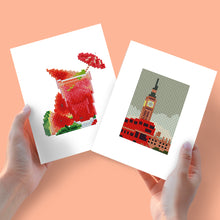 Load image into Gallery viewer, Mini Diamond Painting 15x20cm (2 pieces) - Drinks and Double-Deckers