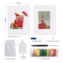 Load image into Gallery viewer, Mini Diamond Painting 15x20cm (2 pieces) - Drinks and Double-Deckers