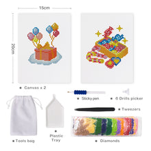 Load image into Gallery viewer, Mini Diamond Painting 15x20cm (2 pieces) - Boxes and Balloons