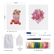 Load image into Gallery viewer, Mini Diamond Painting 15x20cm (2 pieces) - Drinks and Blooms