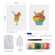 Load image into Gallery viewer, Mini Diamond Painting 15x20cm (2 pieces) - Cocktail and Cupcake