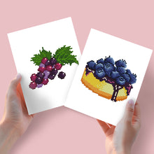 Load image into Gallery viewer, Mini Diamond Painting 15x20cm (2 pieces) - Grapes and Blueberry Tart