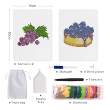 Load image into Gallery viewer, Mini Diamond Painting 15x20cm (2 pieces) - Grapes and Blueberry Tart