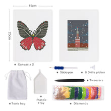 Load image into Gallery viewer, Mini Diamond Painting 15x20cm (2 pieces) - Butterfly Meets Tower