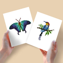 Load image into Gallery viewer, Mini Diamond Painting 15x20cm (2 pieces) - Butterfly and Bird Design