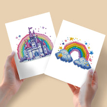 Load image into Gallery viewer, Mini Diamond Painting 15x20cm (2 pieces) - Castle and Rainbow