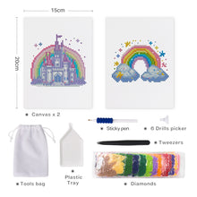 Load image into Gallery viewer, Mini Diamond Painting 15x20cm (2 pieces) - Castle and Rainbow