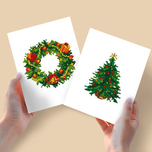 Load image into Gallery viewer, Mini Diamond Painting 15x20cm (2 pieces) - Holiday Wreath and Tree Art