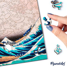 Load image into Gallery viewer, Wooden Puzzle - The Great Wave off Kanagawa by Hokusa