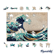 Load image into Gallery viewer, Wooden Puzzle - The Great Wave off Kanagawa by Hokusa