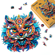 Load image into Gallery viewer, Wooden Puzzle - Vibrant Cat Mandala