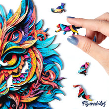 Load image into Gallery viewer, Wooden Puzzle - Vibrant Cat Mandala