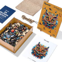 Load image into Gallery viewer, Wooden Puzzle - Vibrant Cat Mandala