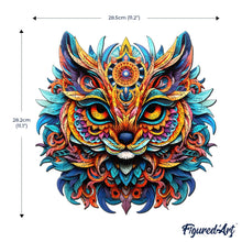 Load image into Gallery viewer, Wooden Puzzle - Vibrant Cat Mandala