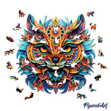 Load image into Gallery viewer, Wooden Puzzle - Vibrant Cat Mandala