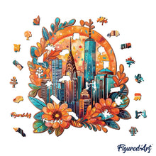 Load image into Gallery viewer, Wooden Puzzle - Floral Cityscape