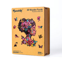 Load image into Gallery viewer, Wooden Puzzle - Floral Woman Portrait