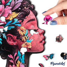 Load image into Gallery viewer, Wooden Puzzle - Floral Woman Portrait