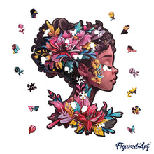 Load image into Gallery viewer, Wooden Puzzle - Floral Woman Portrait