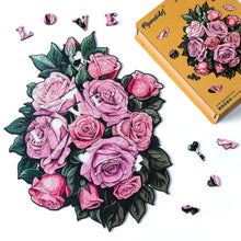 Load image into Gallery viewer, Wooden Puzzle - Pink Rose Bouquet