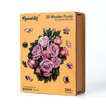 Load image into Gallery viewer, Wooden Puzzle - Pink Rose Bouquet