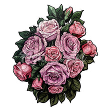 Load image into Gallery viewer, Wooden Puzzle - Pink Rose Bouquet