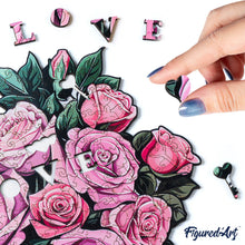 Load image into Gallery viewer, Wooden Puzzle - Pink Rose Bouquet