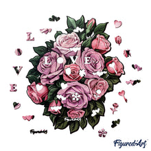 Load image into Gallery viewer, Wooden Puzzle - Pink Rose Bouquet