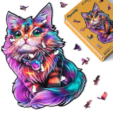 Load image into Gallery viewer, Wooden Puzzle - Colorful Cat with Gem